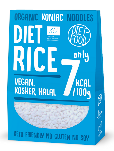 Makaron konjac w kształcie ryżu bezglutenowy 385 g (300 g) - DIET-FOOD (EKO)