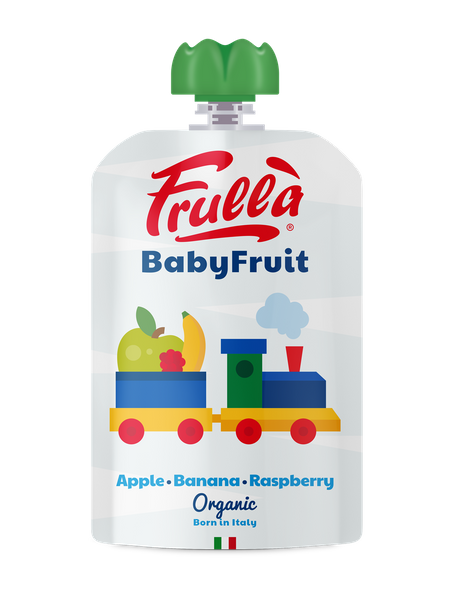 Mus jabłko banan malina bez dodatku cukru bezglutenowy od 6 msc. 100 g - Frulla (EKO)