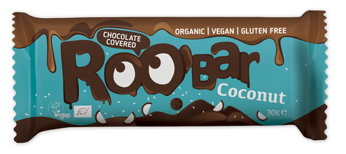 Baton kokosowy w polewie z gorzkiej czekolady bezglutenowy 30 g - Roobar (EKO)