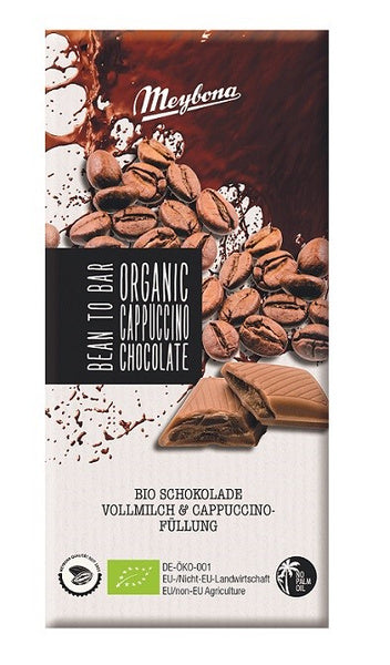 Czekolada mleczna z nadzieniem o smaku cappuccino 100 g - Meybona (EKO)