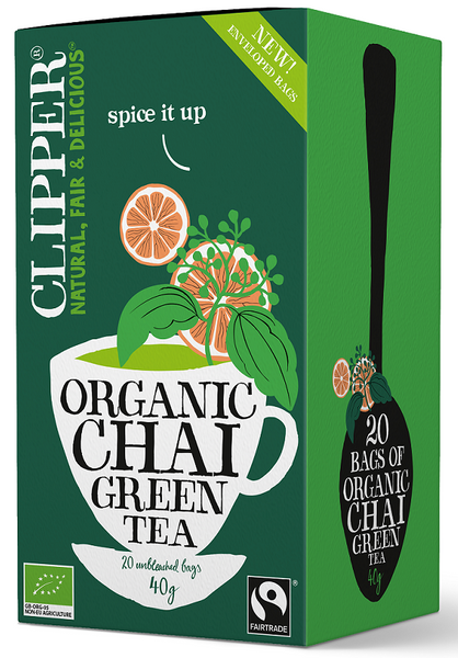 Herbata zielona chai z cynamonem i kardamonem fair trade 20 szt. 40 g - Clipper (EKO)