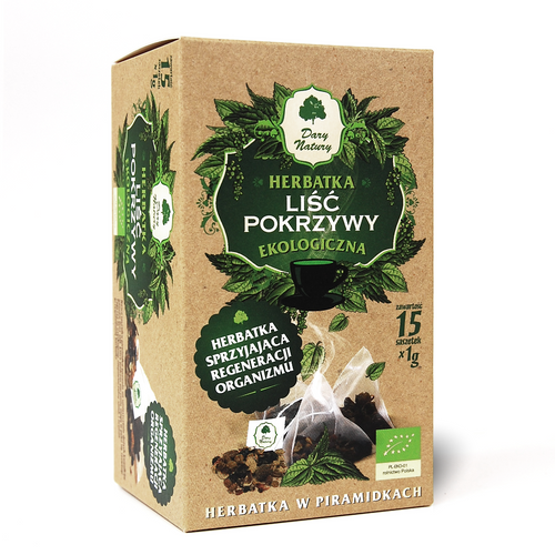 Herbatka liść pokrzywy piramidki 15 szt. 15 g - Dary Natury (EKO)