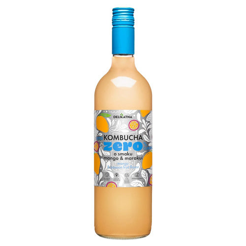 Kombucha o smaku mango i marakui zero % cukru 750 ml - Delikatna