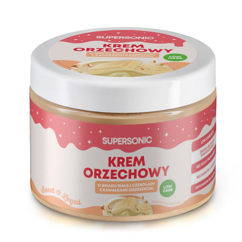 Krem orzechowy biała czekolada z kawałkami orzeszków 250 g - Supersonic