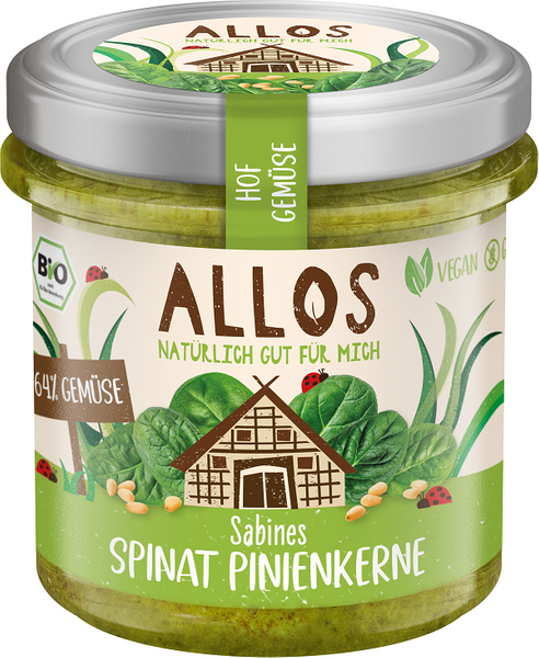 Pasta warzywna ze szpinakiem i orzeszkami piniowymi bezglutenowa  135 g - Allos (EKO)
