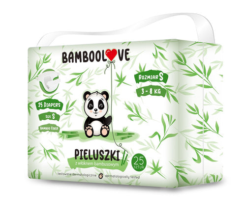 Pieluchy z włóknem bambusowym rozmiar S 3 - 8 kg (25 szt.) - Bamboolove