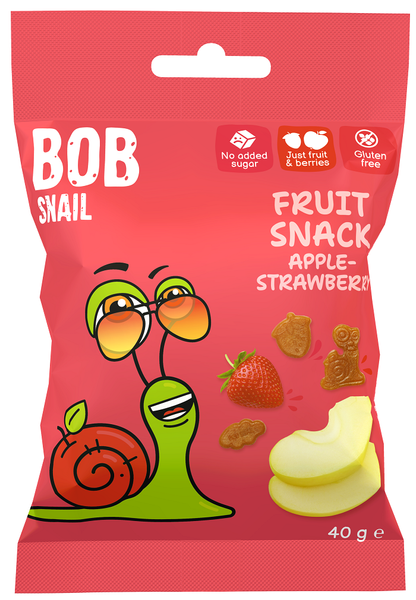 Wegańskie żelki bez żelatyny owocowe jabłko truskawka bezglutenowa 40 g - Bob Snail